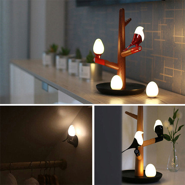 Minimalist Bird on a Tree Sensor LED Night Lamp