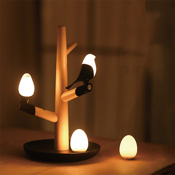 Minimalist Bird on a Tree Sensor LED Night Lamp