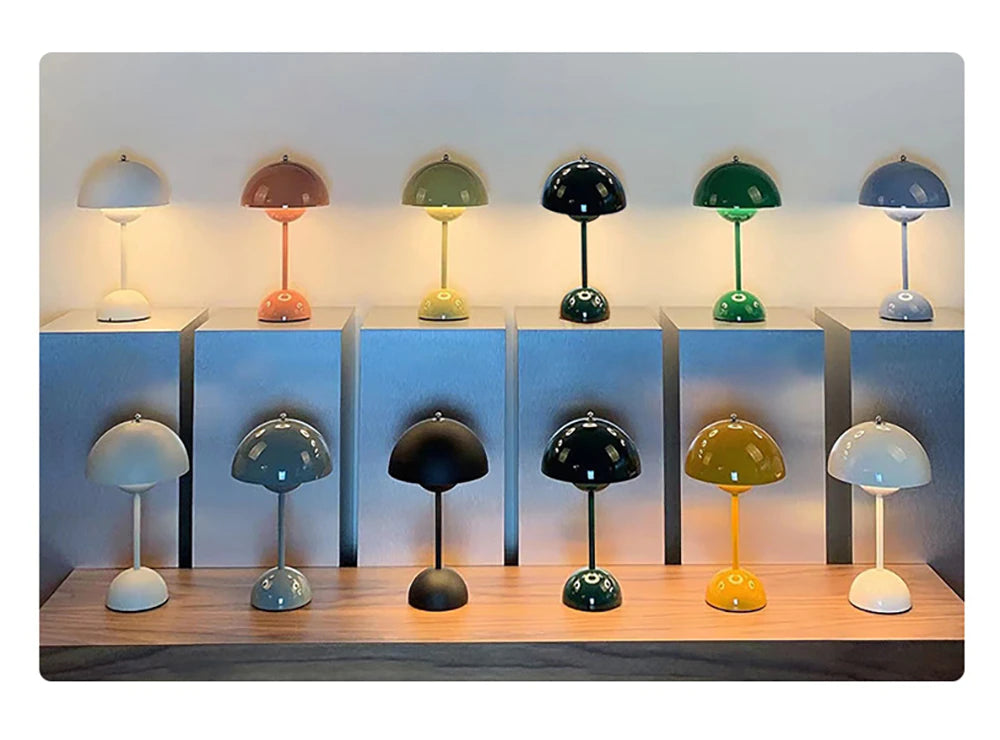 Modern Danish Minimalist Rechargeable Wireless Mushroom Table Lamp (Flowerpot VP9)