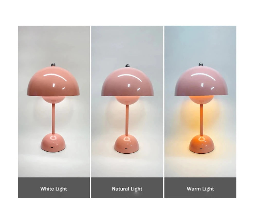 Modern Danish Minimalist Rechargeable Wireless Mushroom Table Lamp (Flowerpot VP9)