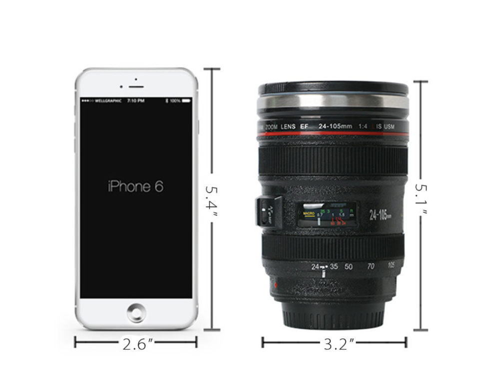 Camera Lens Inspired Insulated Travel Mug Coffee Mug 400ML