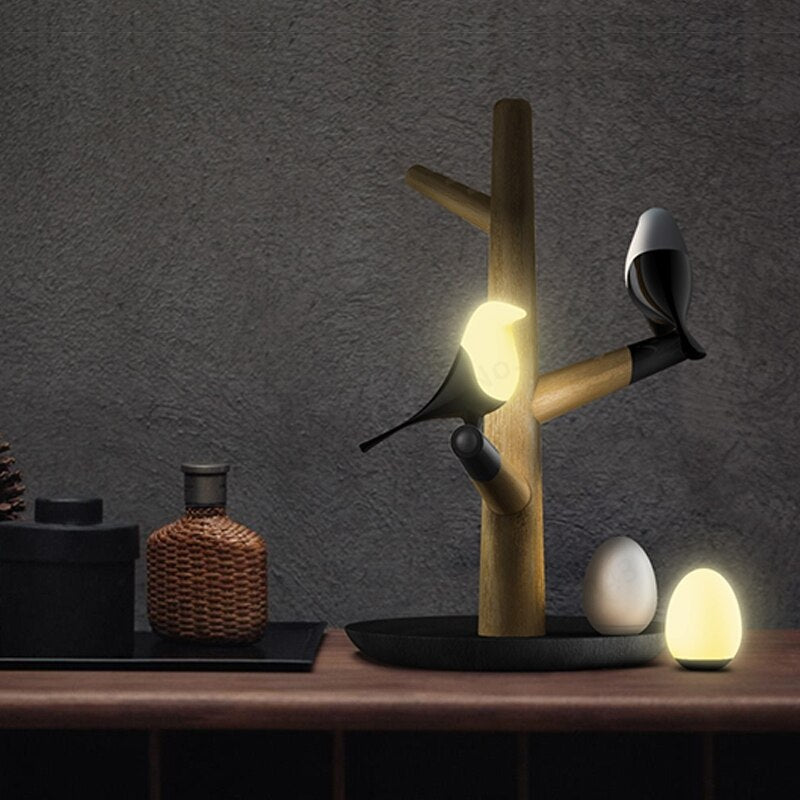 Minimalist Bird on a Tree Sensor LED Night Lamp