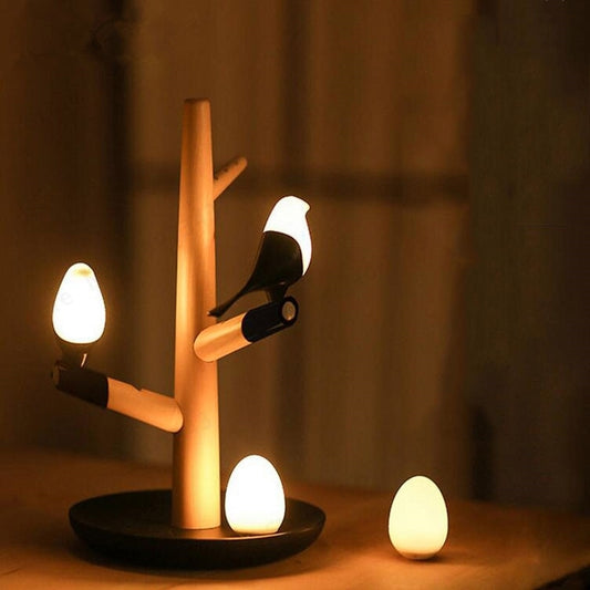 Minimalist Bird on a Tree Sensor LED Night Lamp