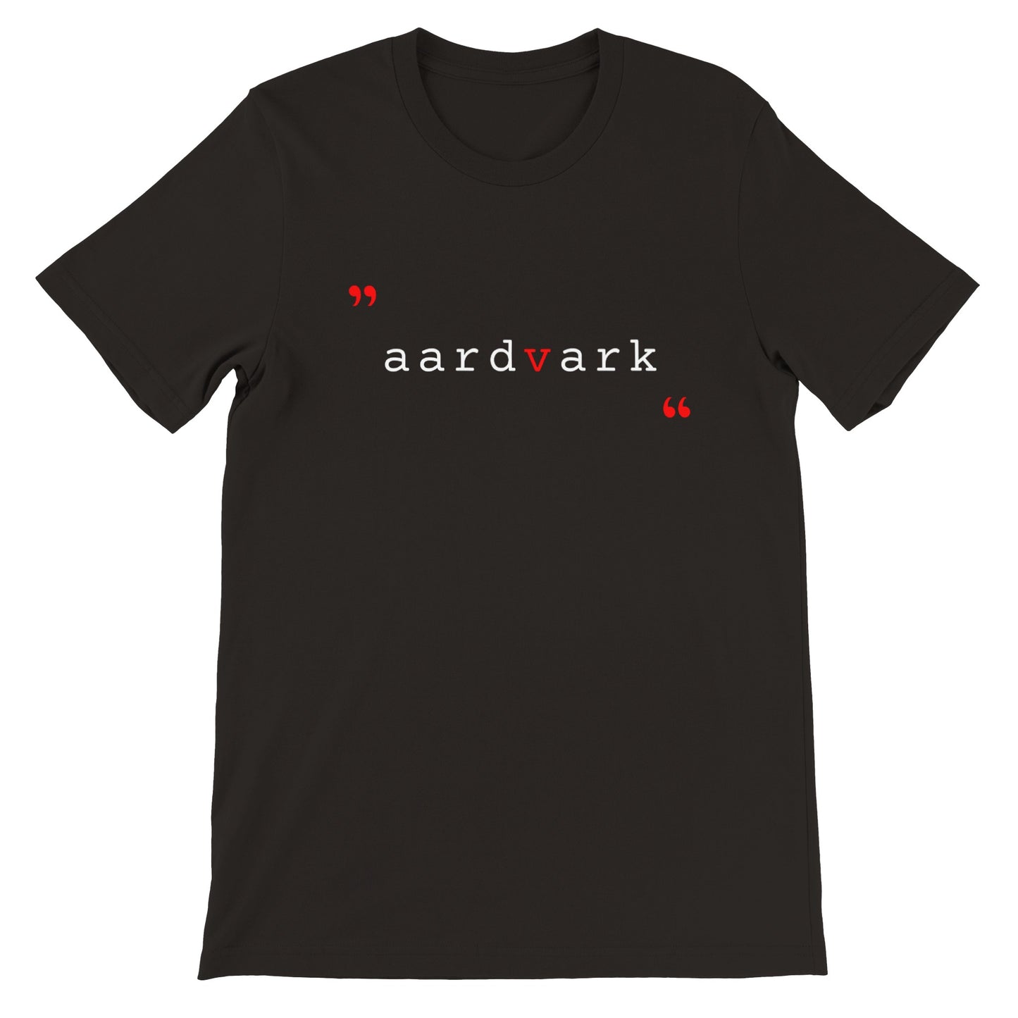 Aardvark Typography Typeset Typewriter Modern Minimalist Premium Unisex Classic Crewneck T-shirt (BLACK)